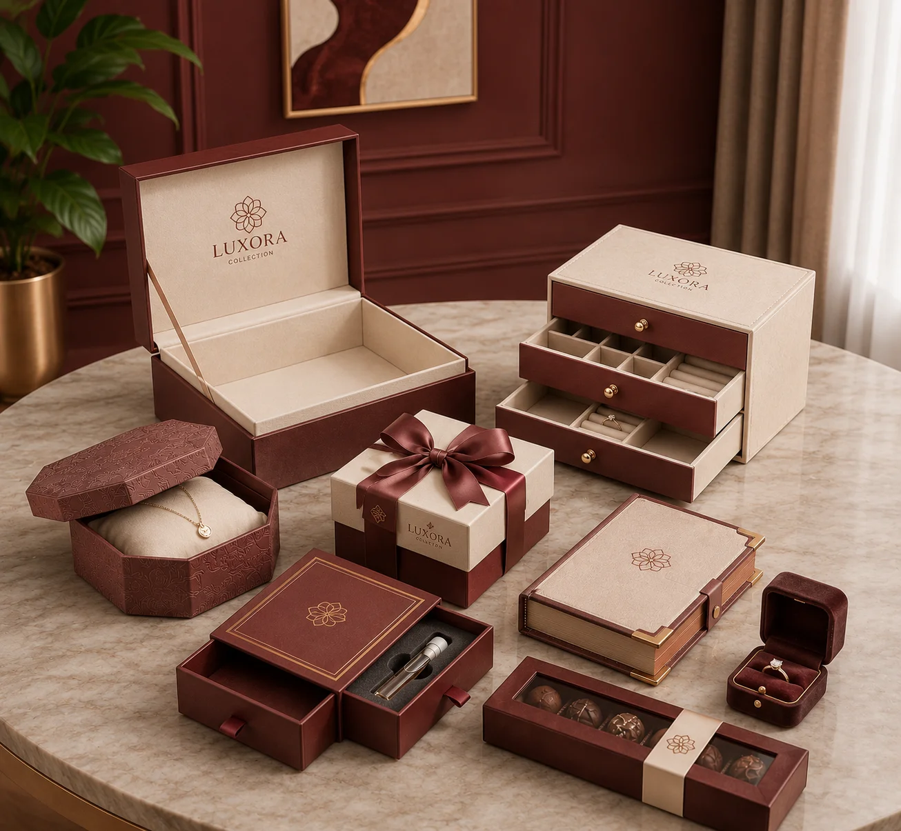 Premium custom rigid boxes showcase